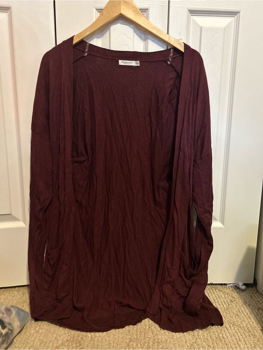 Essentials Burgundy Open-Front Women's Cardigan